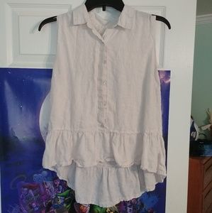 Hi-Low Button Down Sleeveless Blouse - M